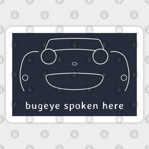 Austin Healey Sprite 1960s British classic car "bugeye spoken here" white Sticker by soitwouldseem